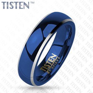 Centered Blue IP Dome with Beveled Edge Tisten Ring - Tungsten Titanium Hybrid